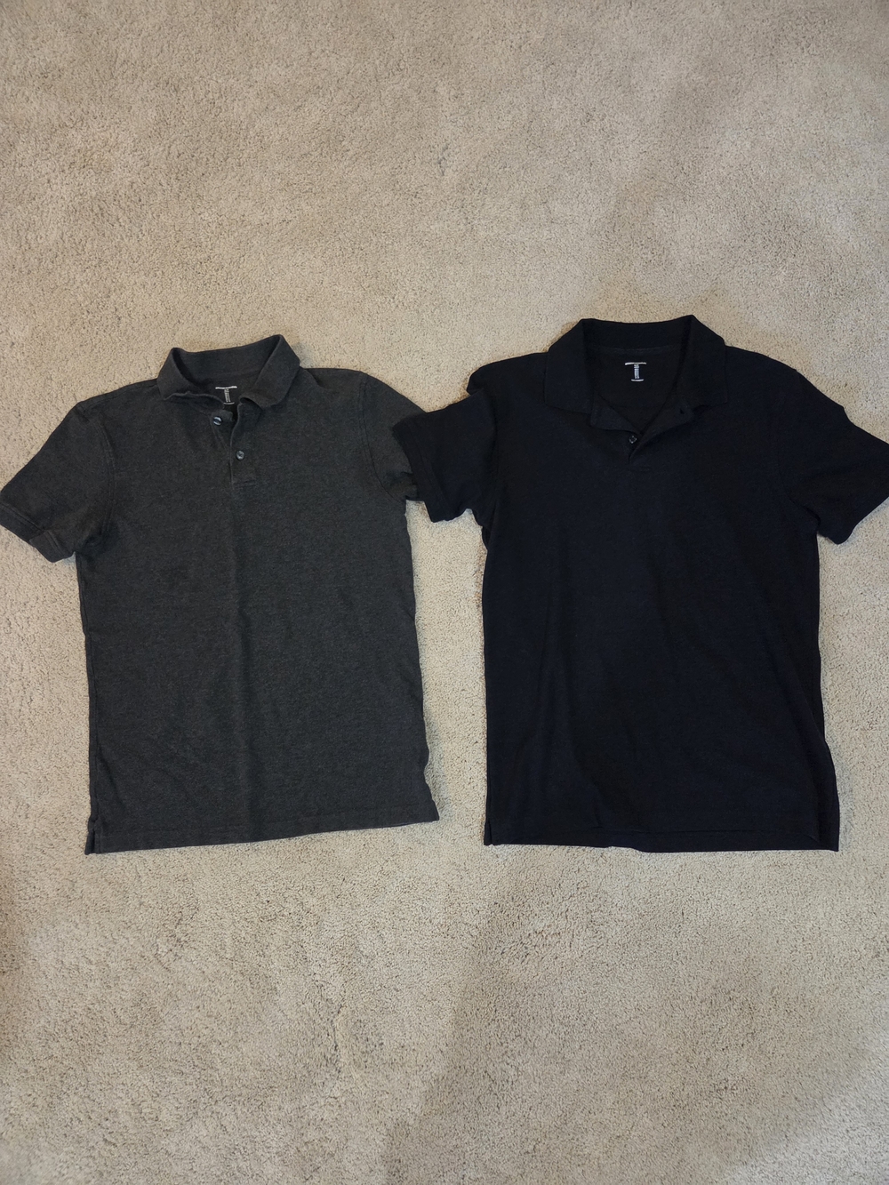 Men's Polo 2  Shirts - Charcoal and Black Amazon Slim Small